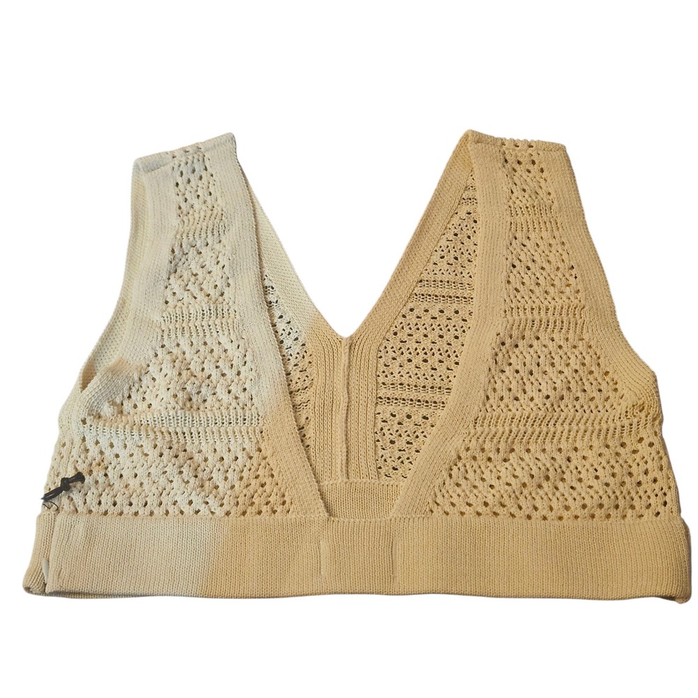 Honor the Gift Cream Crochet Knit Sleeveless‎ Crop Top V Neck Beach Cover Up